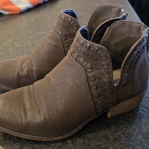 Natural Reflections Brown Cut Out Ankle Booties